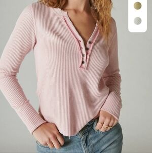 Lucky Brand Chunky Cropped Raw Edge Henley S